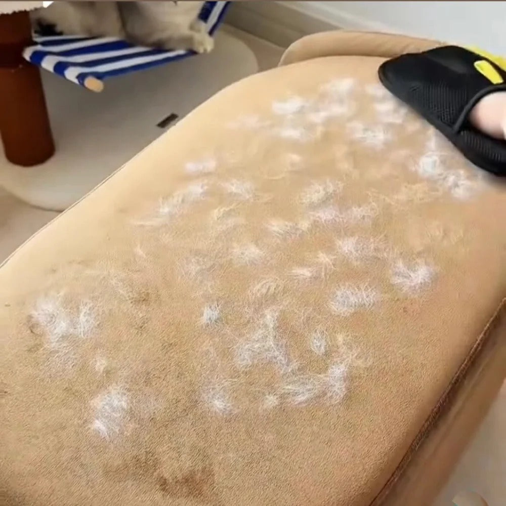 Pet hair on fabric before cleaning